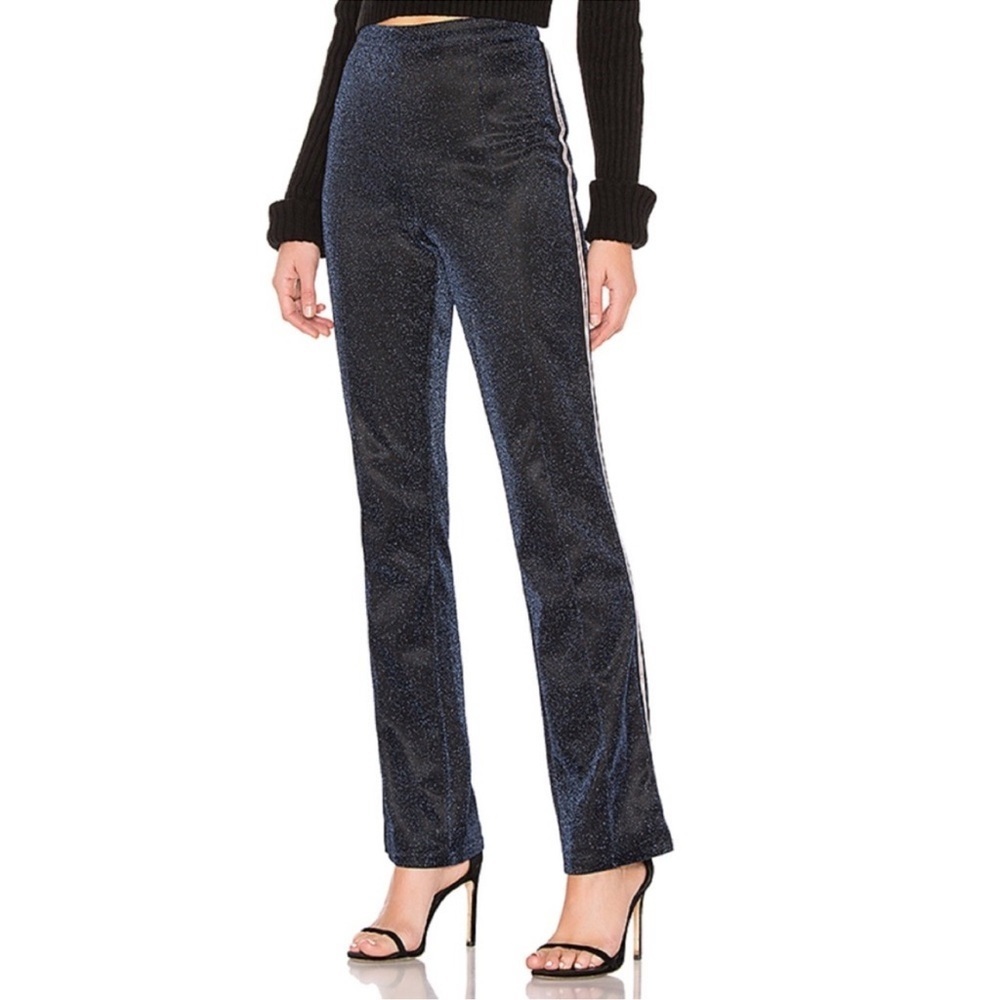 NWOT By The Way Revolve Navy Sparkle Side Stripe Pants Small Athleisure - Picture 2 of 10